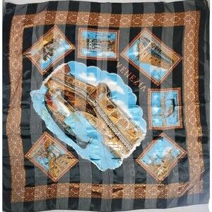 Vintage Shawl Venezia. Venezia Print. Vintage Shawl. Vintage scarf. Italy shawl.